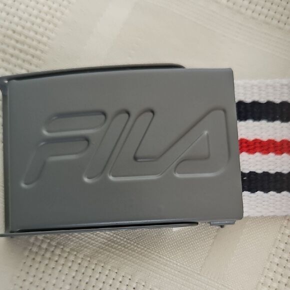 Fila White Belt with Navy and Red Stripes - Picture 2 of 16